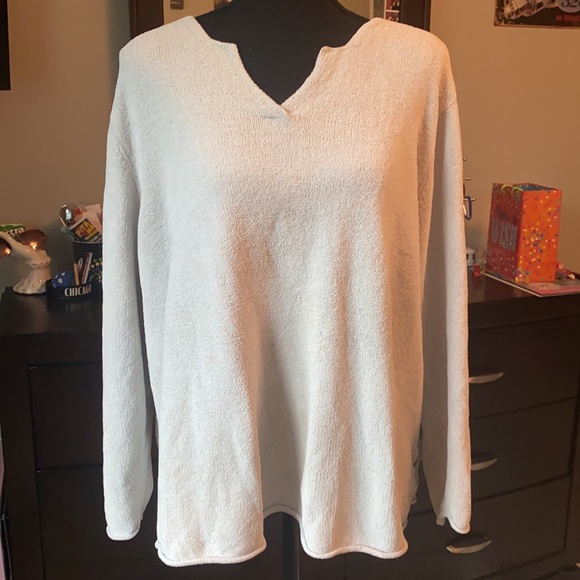 J.Jill 2X Soft Beige Long Sleeve Biconstituent Fiber V-Neck Shirt - Picture 2 of 12